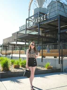 SHEIN Beige and Black Leopard Halter Top